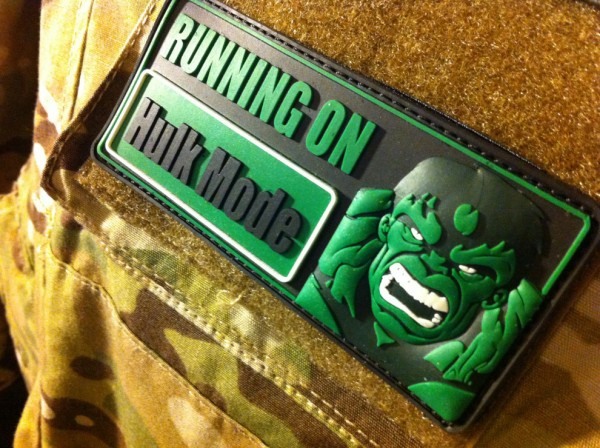 3D Rubber MORALE PATCH: "RUNNING ON HULK MODE" Das sollte als Warnung genügen!Farben: GRÜN! schwarz,