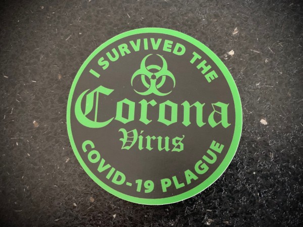 Aufkleber/Sticker "I survived the Corona Virus" green