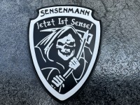 Rubberpatch: "SENSENMANN", weiß auf schwarz Rubberpatch: "SENSENMANN", weiß auf schwarz