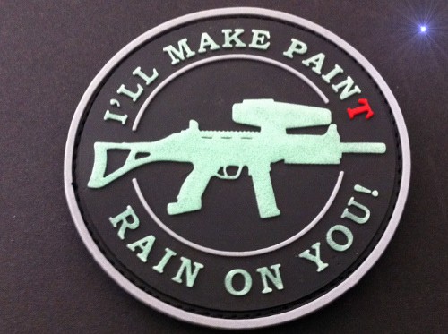 3DRubber Patch in NIGHT-GLOW:"I'LL MAKE PAINT RAIN ON YOU"