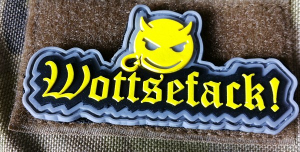 3D Rubber Patch:"Wottsefack!" yellow