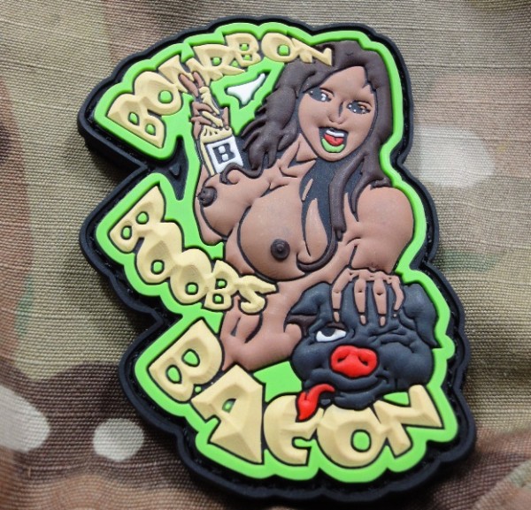 3DRubber Patch:"BOURBON, BOOBS & BACON" Desert