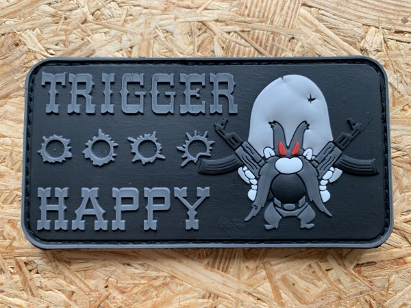 3D Rubberpatch " TRIGGER HAPPY" black