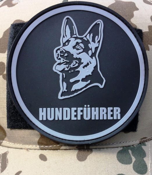 3D Rubberpatch: "HUNDEFÜHRER" schwarz/grau