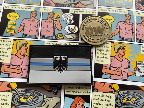 3D Rubber MORALE PATCH: "BLUE LINE DEUTSCHLAND"