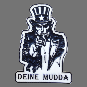 3D Rubber Patch:"DEINE MUDDA" schwarz wei