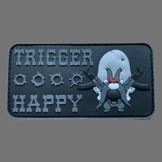 3D Rubberpatch " TRIGGER HAPPY" black