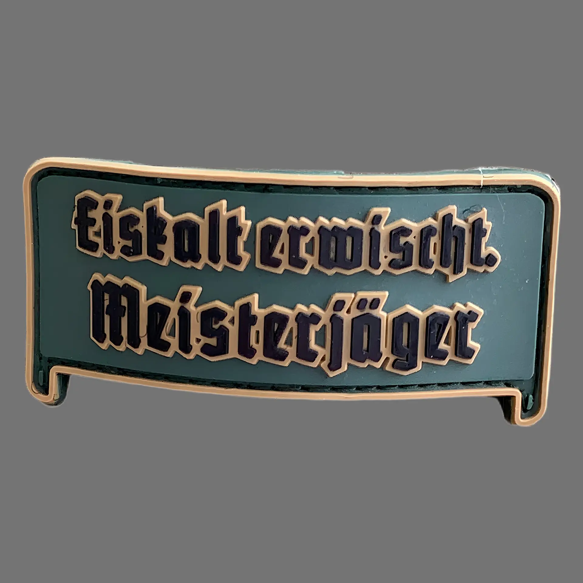 3D Rubberpatch: "MEISTERJ?GER EISKALT ERWISCHT" grün