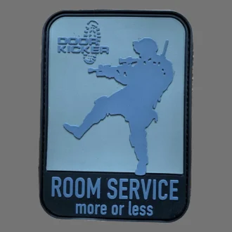 3D Rubberpatch: "ROOM SERVICE more or less" grün/grau
