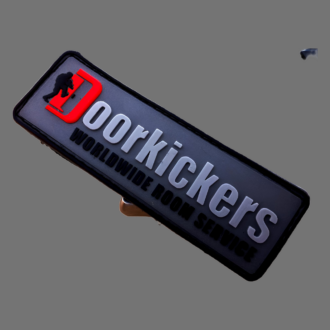 3D Rubber MORALE PATCH:"DOORKICKERS CREW" schmal, nightcamo