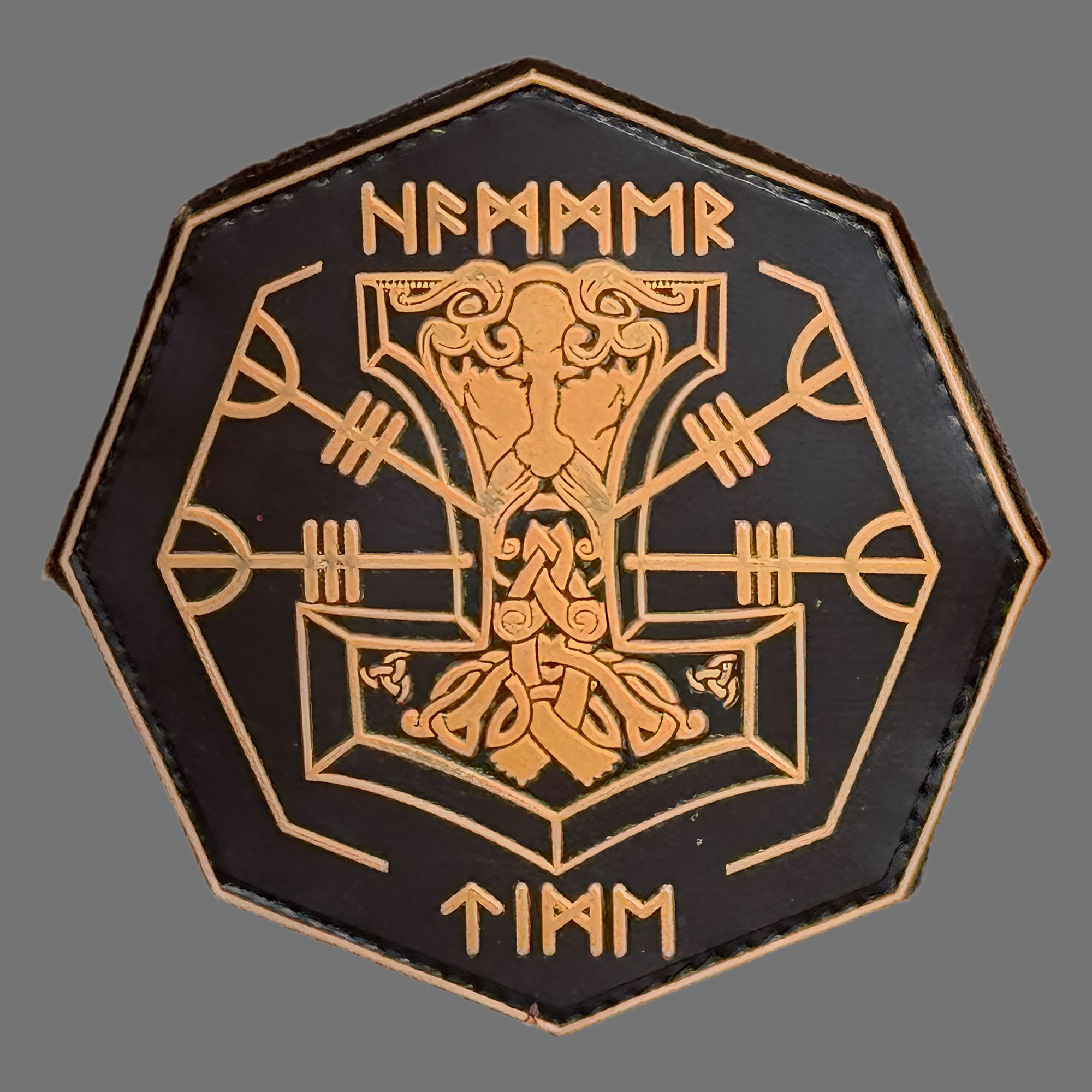 3D Rubber Patch "HAMMER TIME", goldbraun