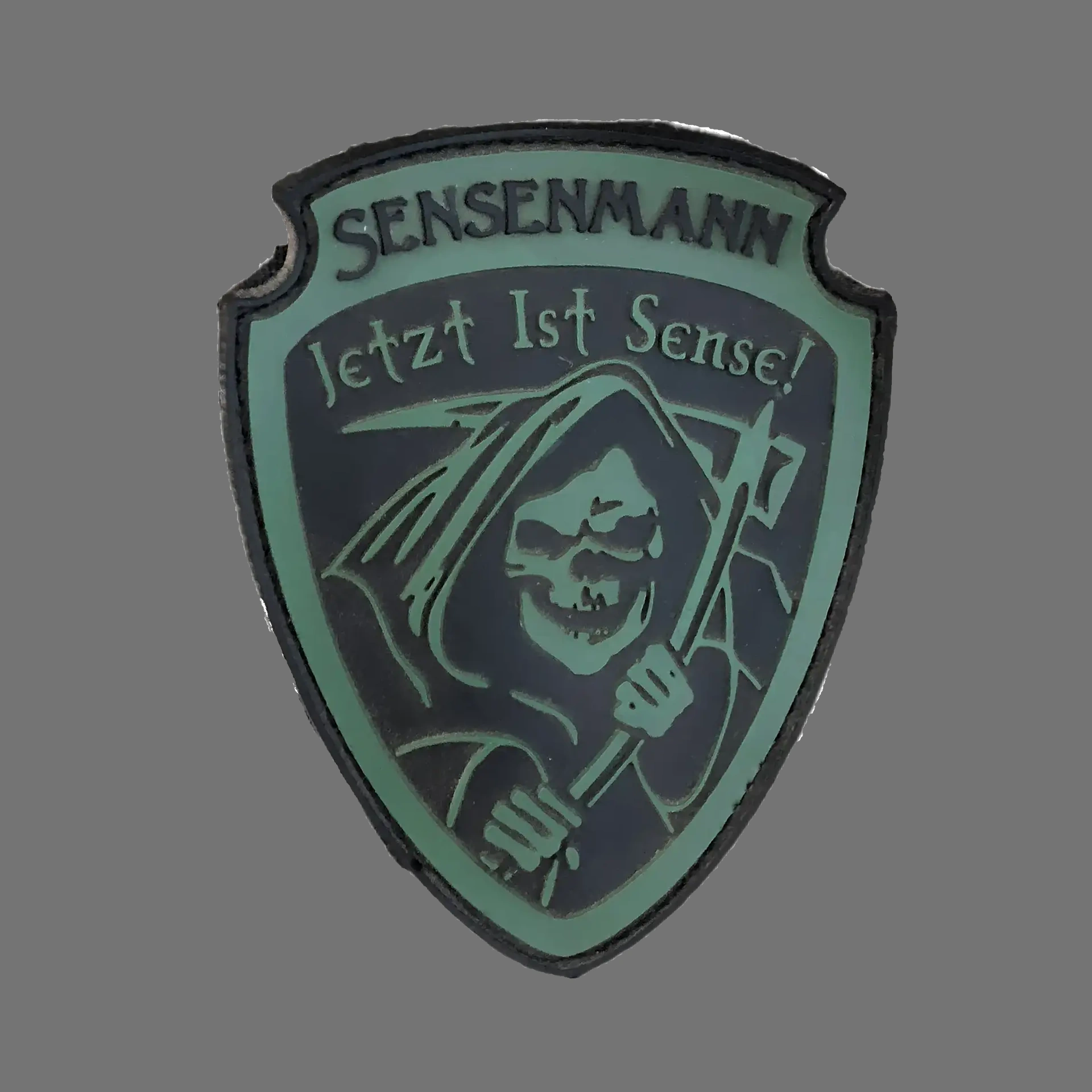 3D Rubberpatch: "SENSENMANN", in dunklem Oliv