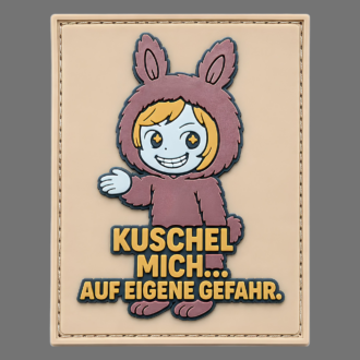 3D Rubberpatch "KUSCHEL MICH beige"